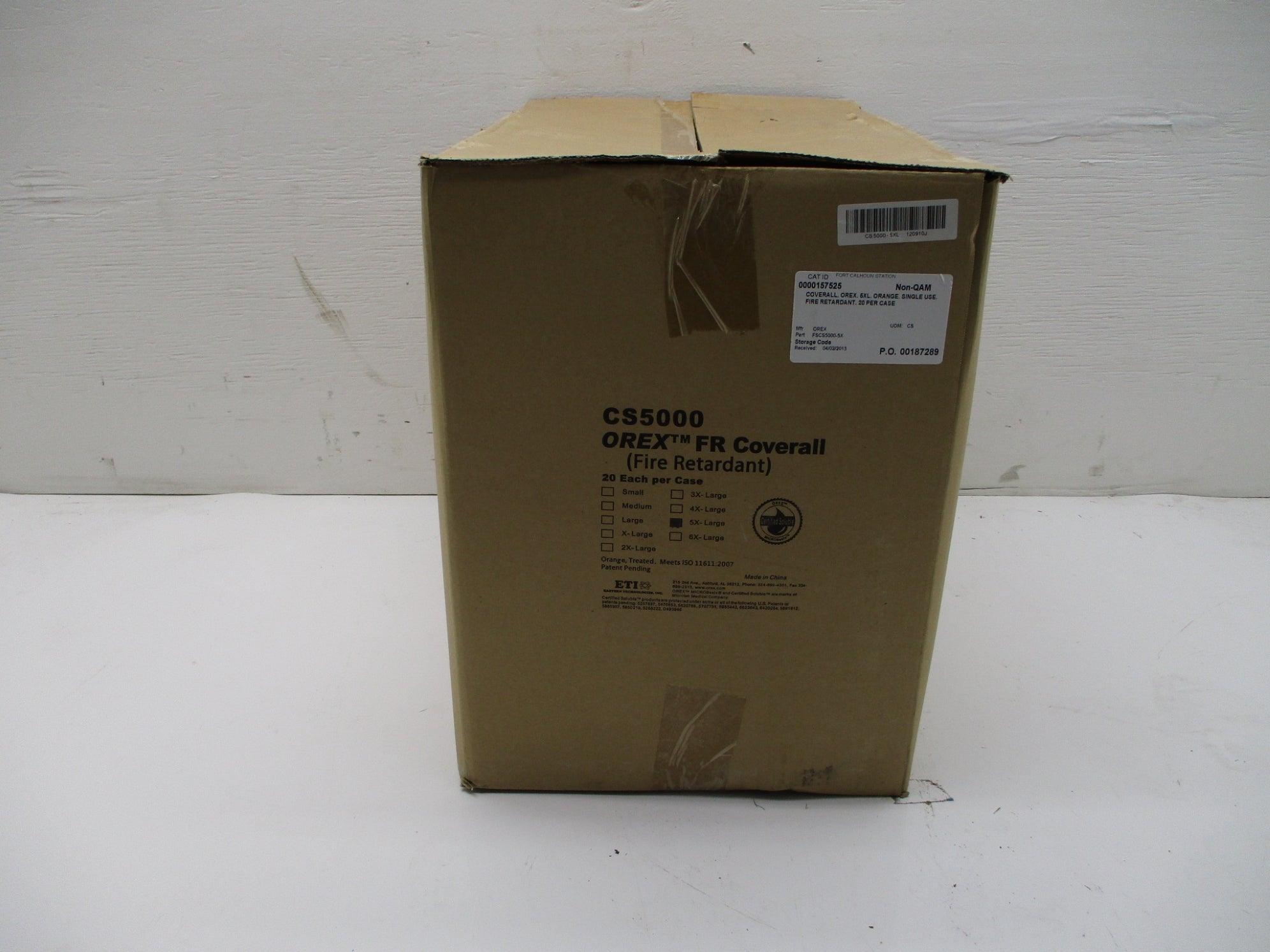 ETI CS5000-5X 5XL OREX FR COVERALL (PKG OF 20) NSMP