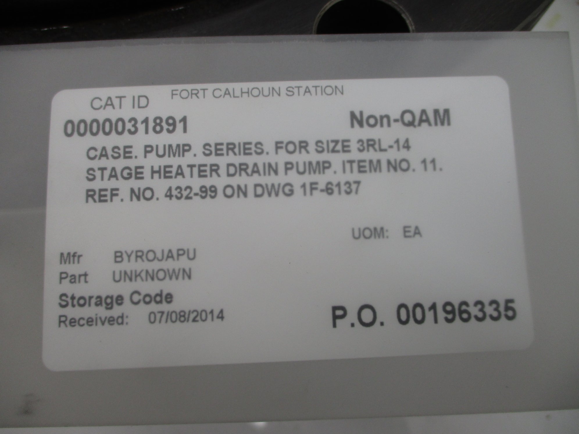 BYRON JAMES PUMP CASE FOR 3RL-14 NSNP