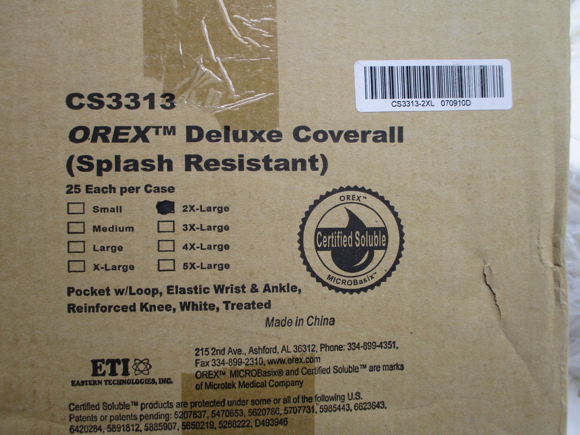 ETI CS3313-2XL OREX DELUXE COVERALL (PKG OF 25) NSMP