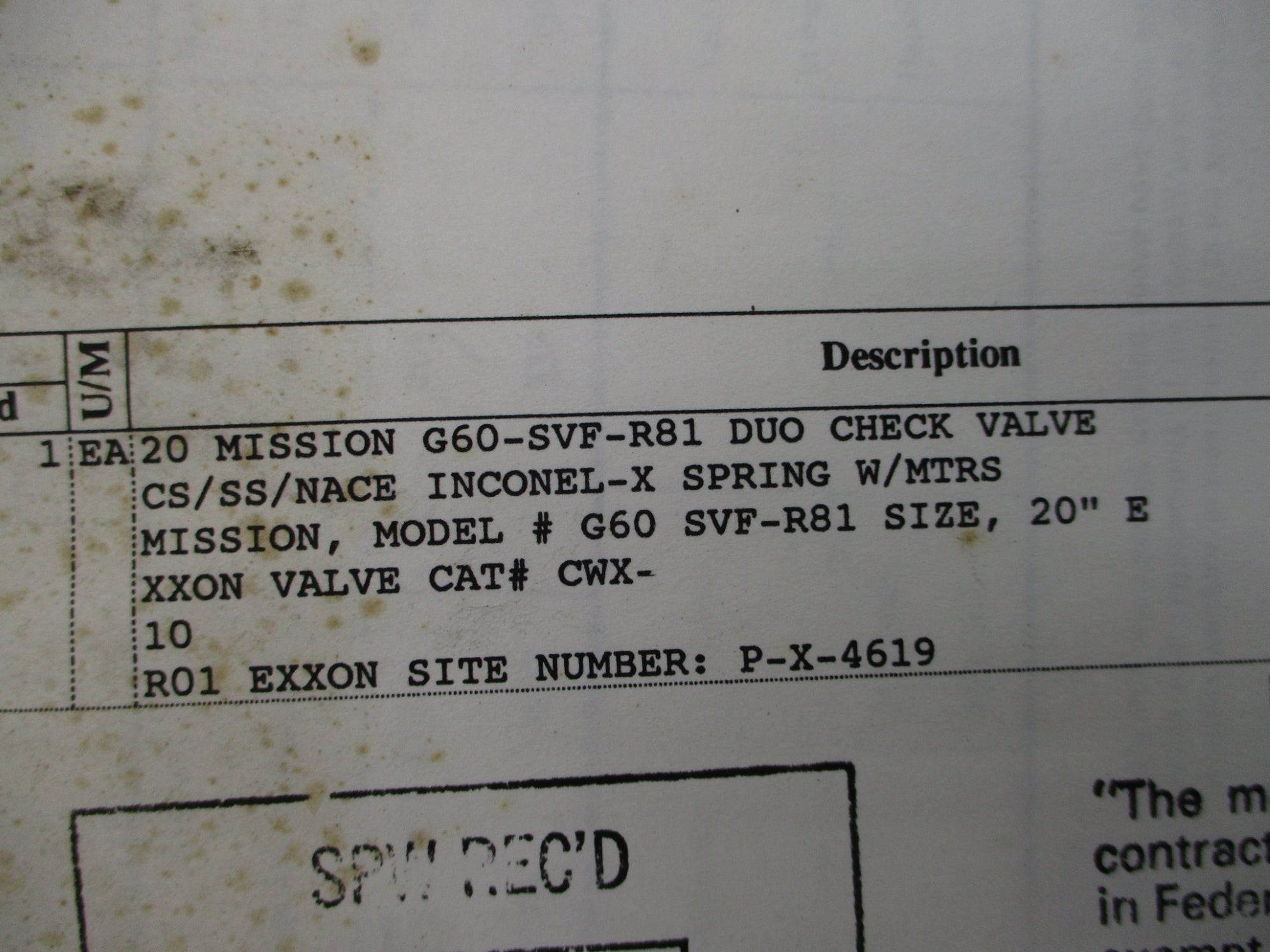MISSION G60-SVF-R81 DUO CHECK VALVE NSMP