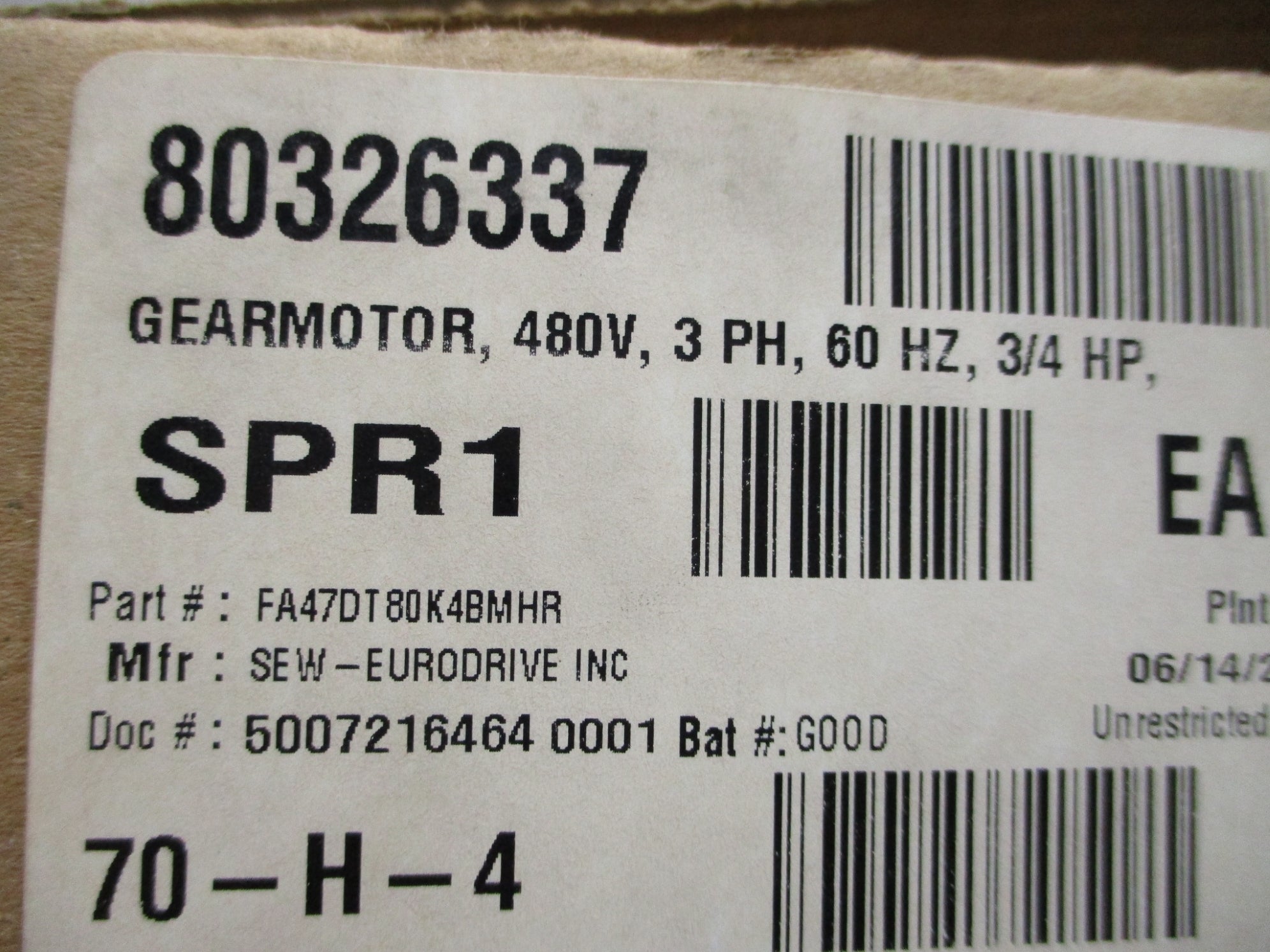 SEW FA47DT80K4BMHR NSMP