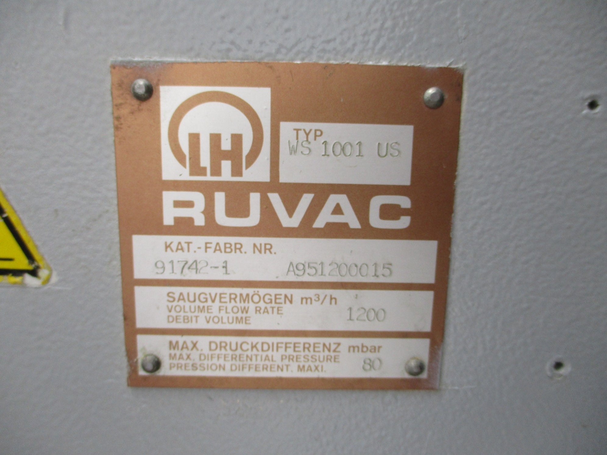 RUVAC WS1001 91742-1 NSNP