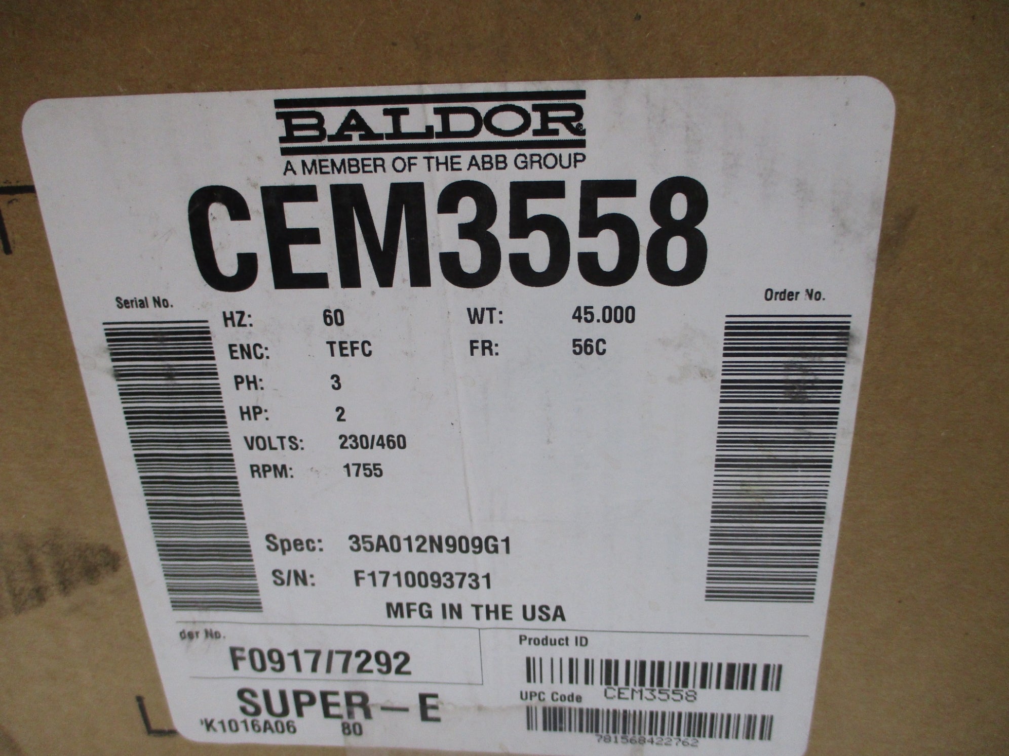 BALDOR CEM3558 NSMP