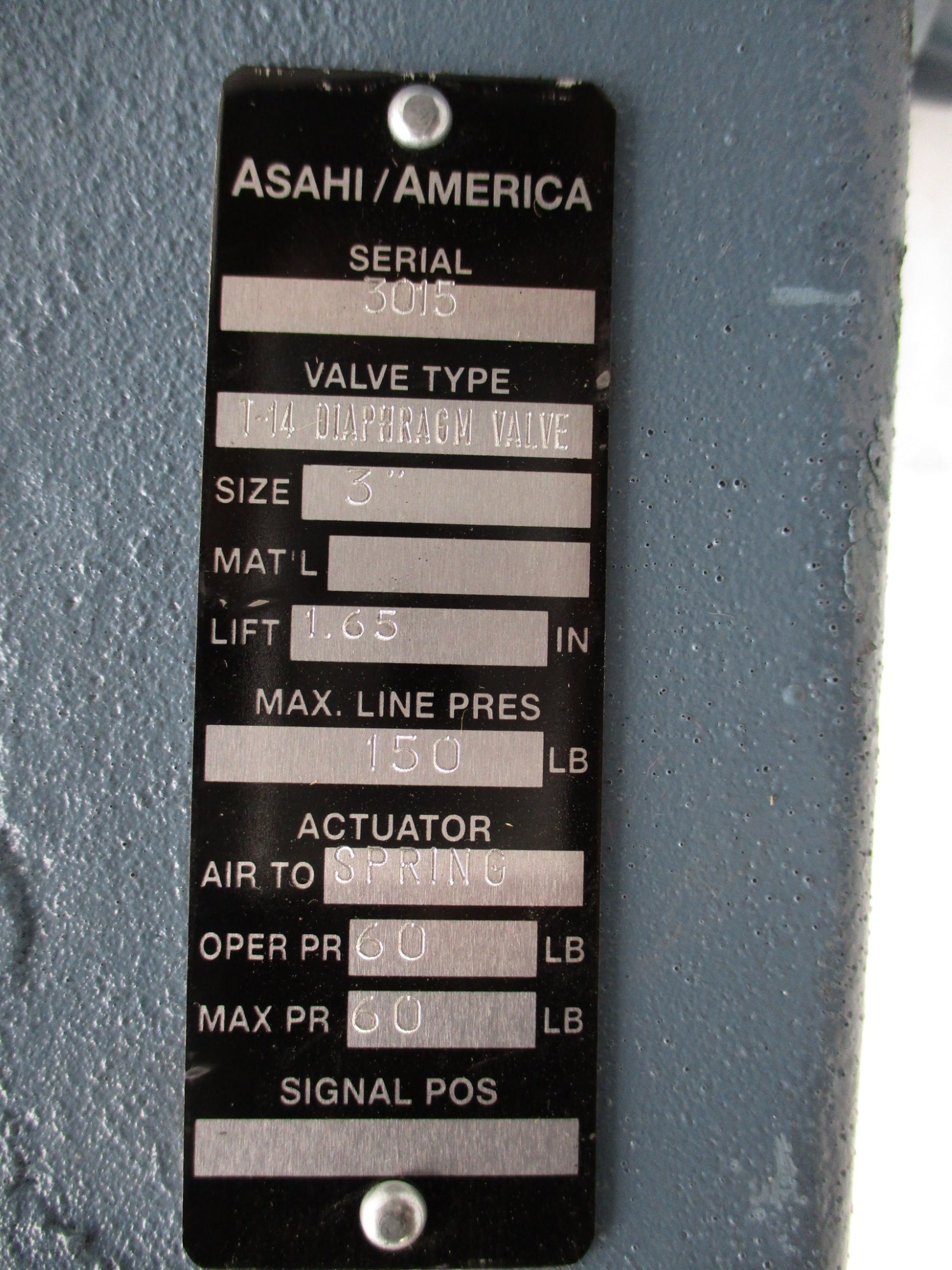 ASAHI/AMERICA T-14 DIAPHRAGM VALVE M52023 NSNP