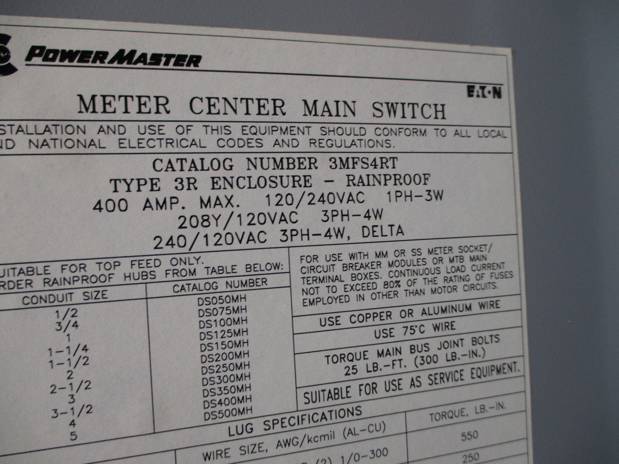 EATON 3MFS4RT NSNP
