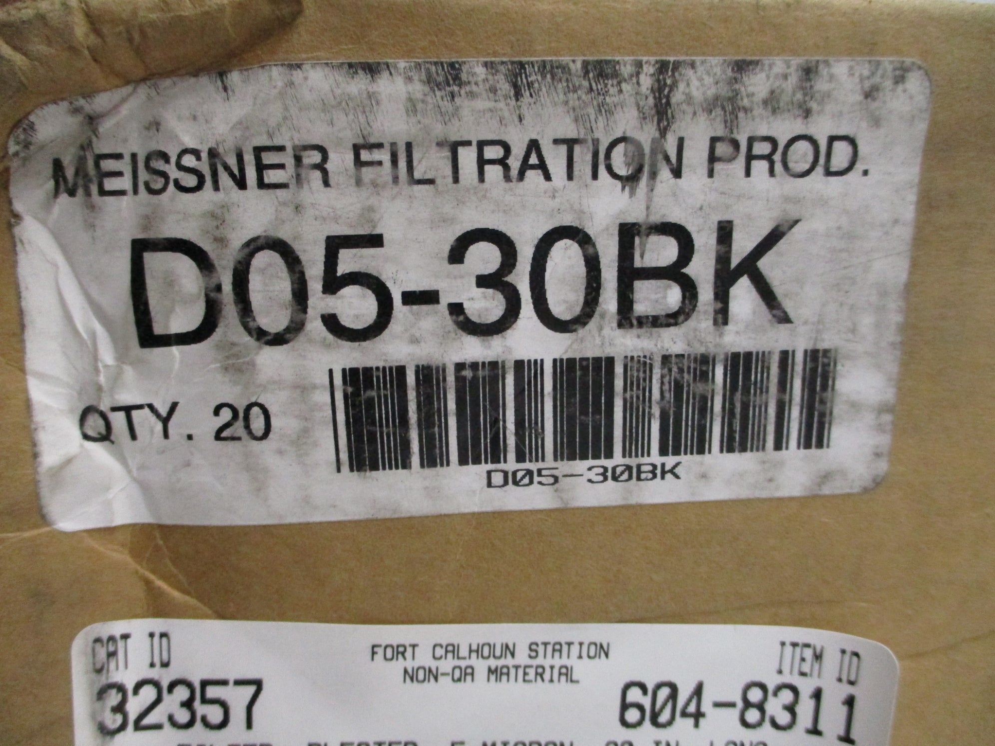 MEISSNER FILTRATION D05-30BK (PKG OF 20) NSMP