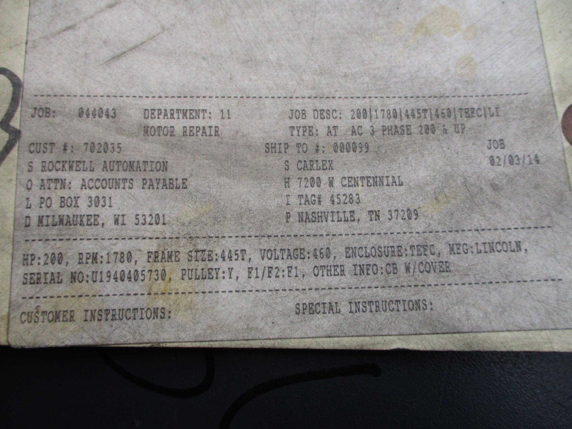 LINCOLN TF4717A1 REMAN