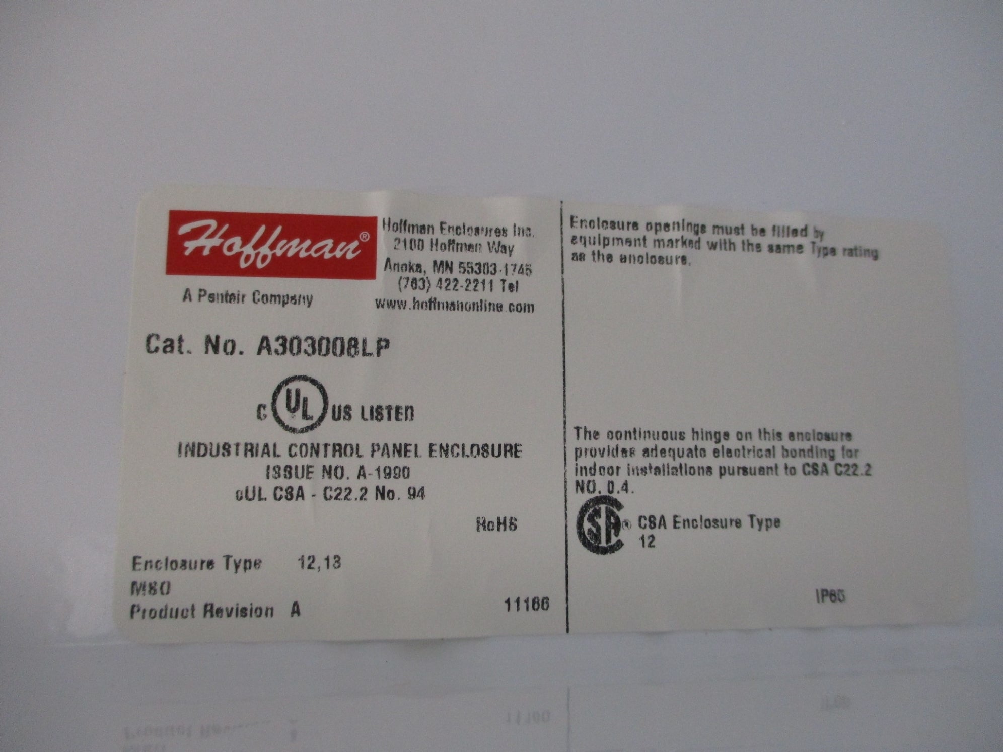 HOFFMAN A303008LP NSMP