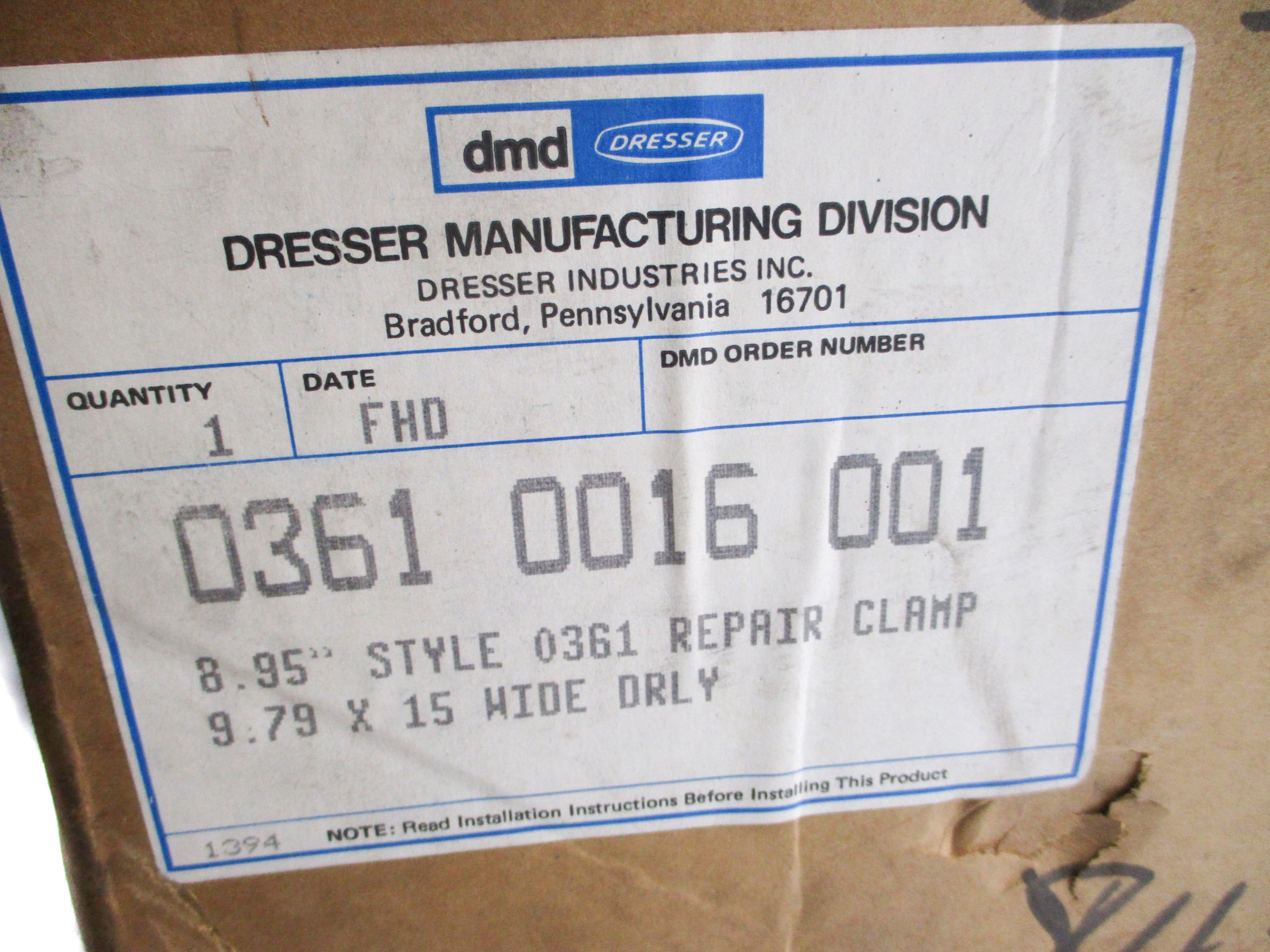 DRESSER 03610016001 8.95" NSMP