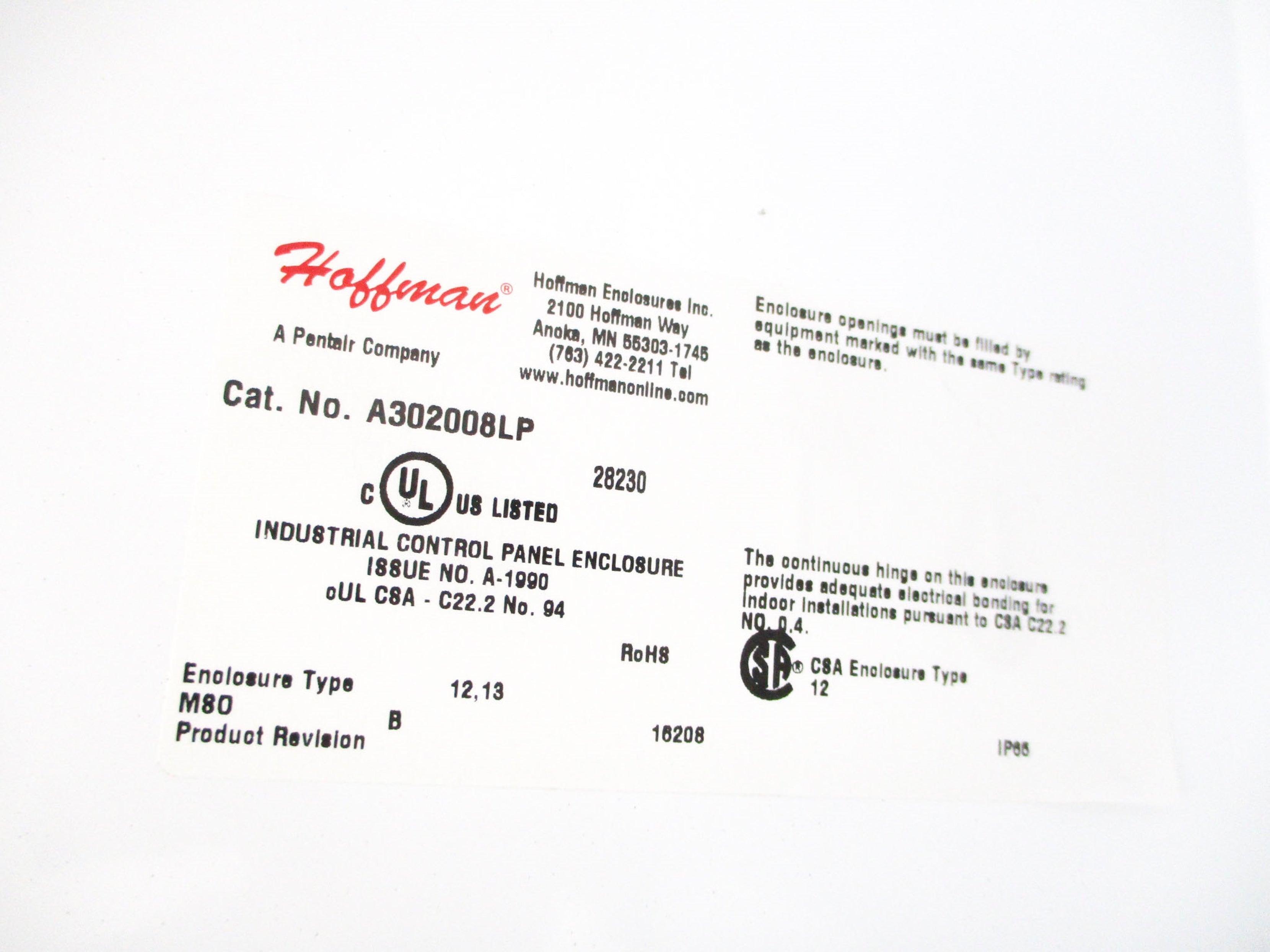HOFFMAN A302008LP NSMP