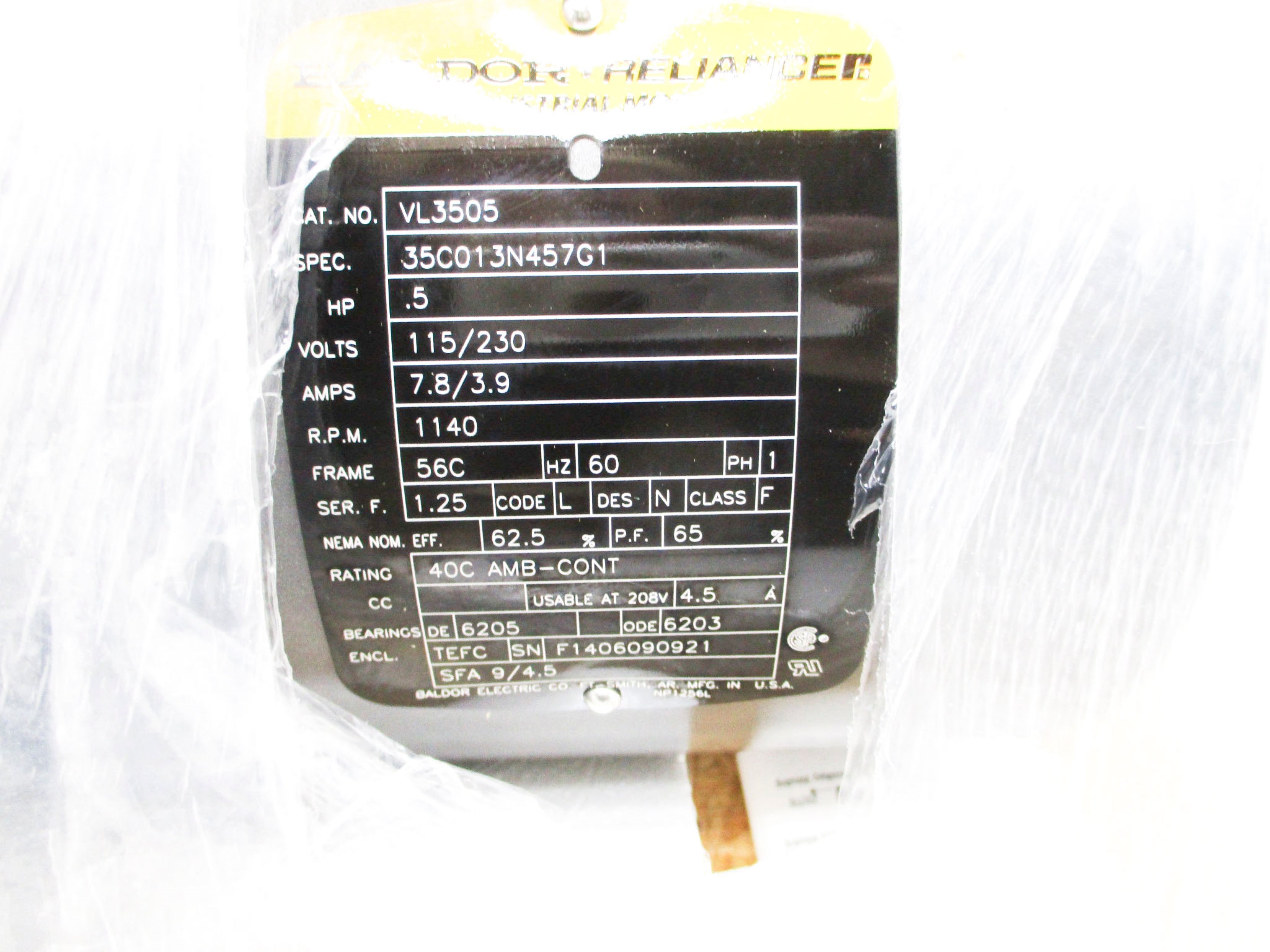BALDOR VL3505 115/230V 7.8/3.9A NSMP