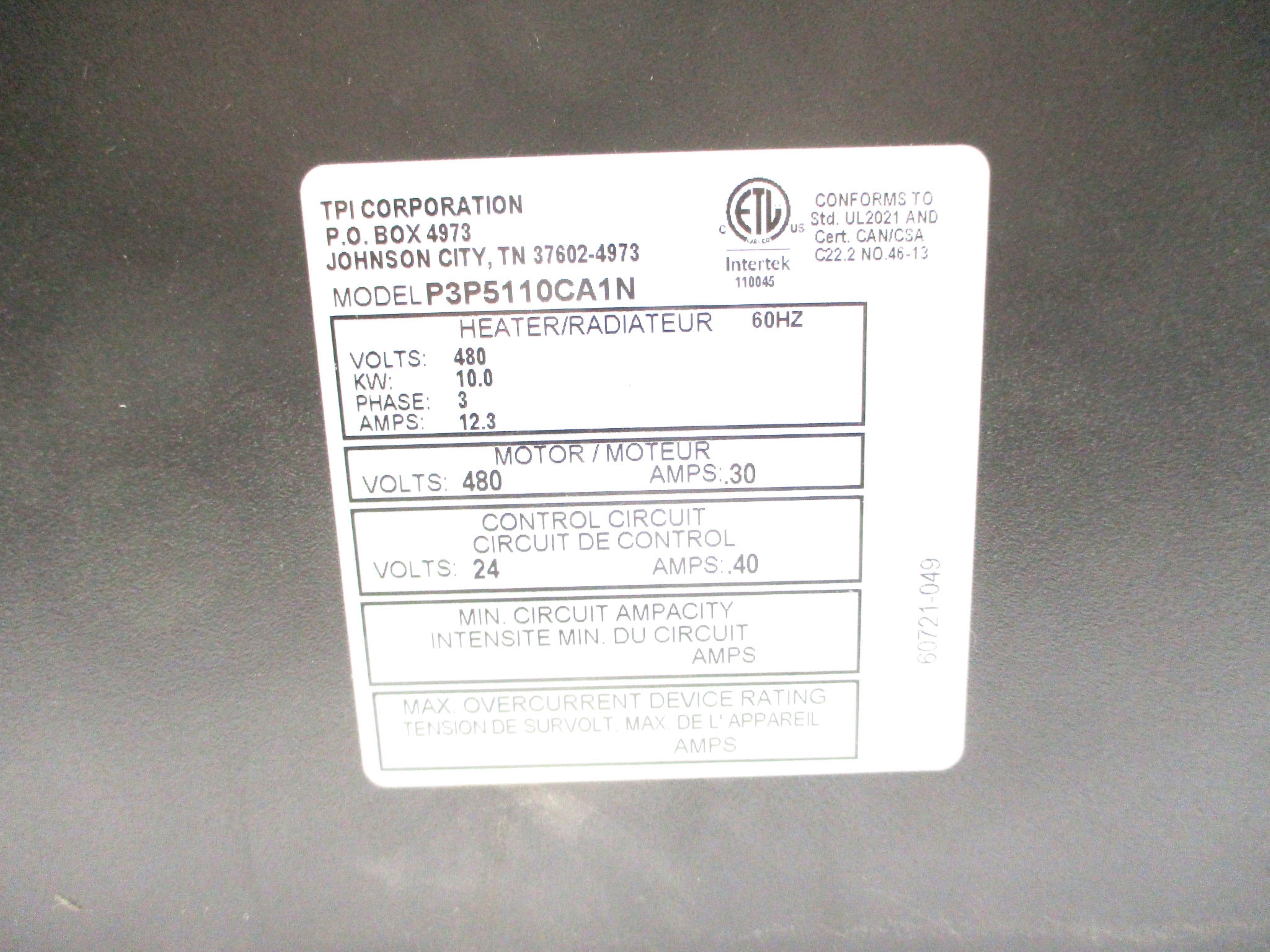 TPI CORPORATION P3P5110CA1N NSNP