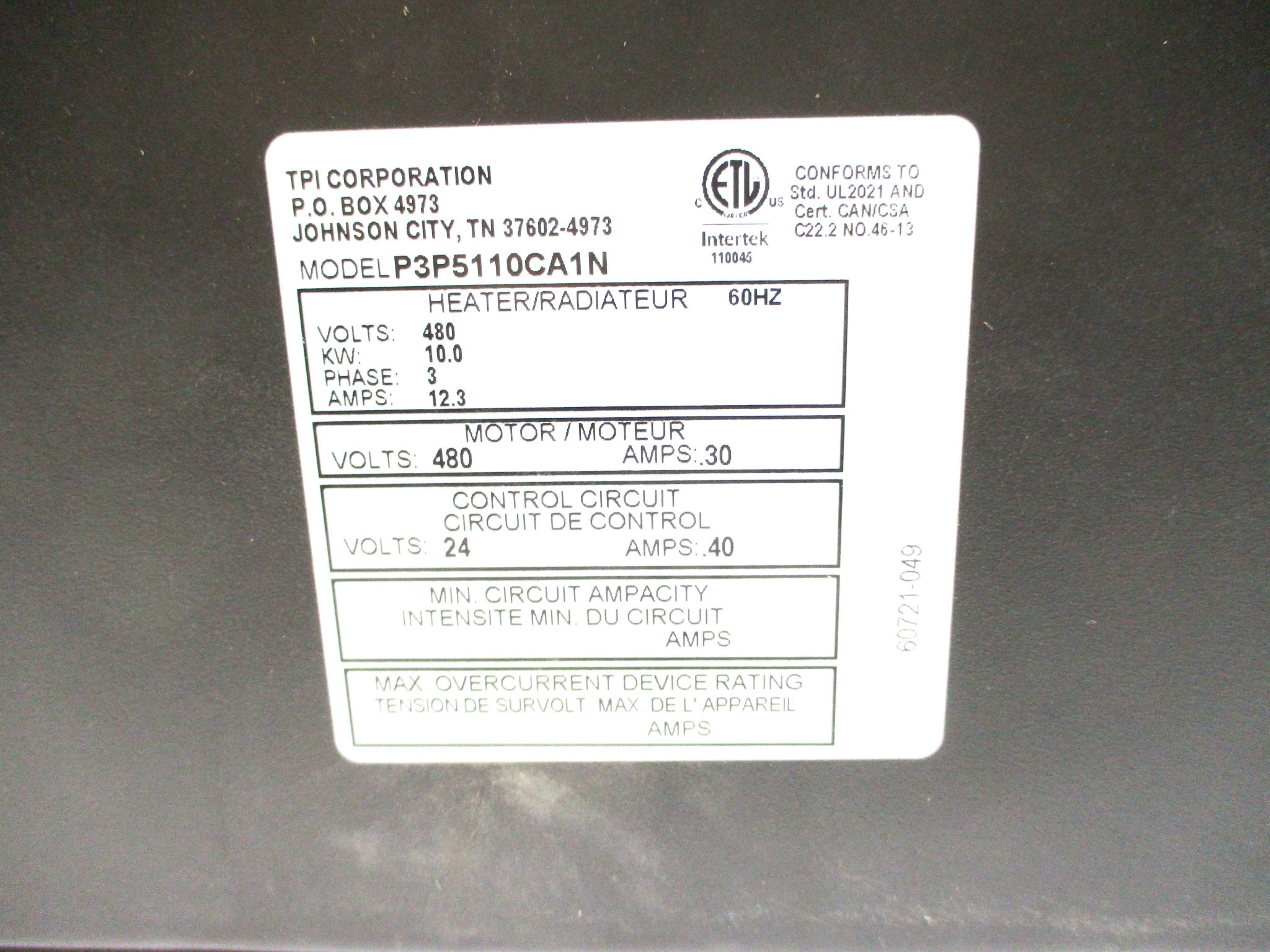 TPI CORPORATION P3P5110CA1N NSMP