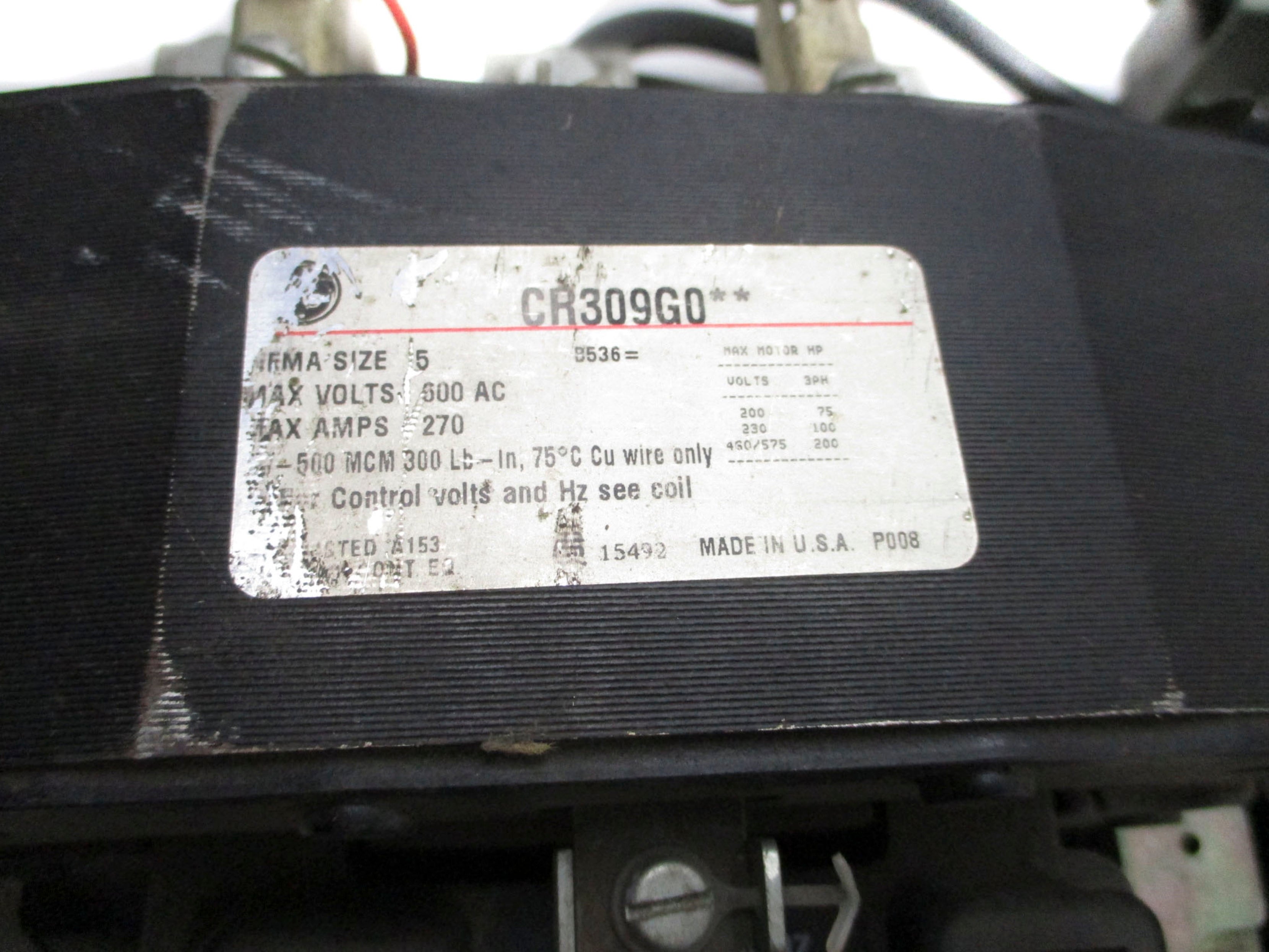 GENERAL ELECTRIC CR309G002 600VAC 270ANSNP