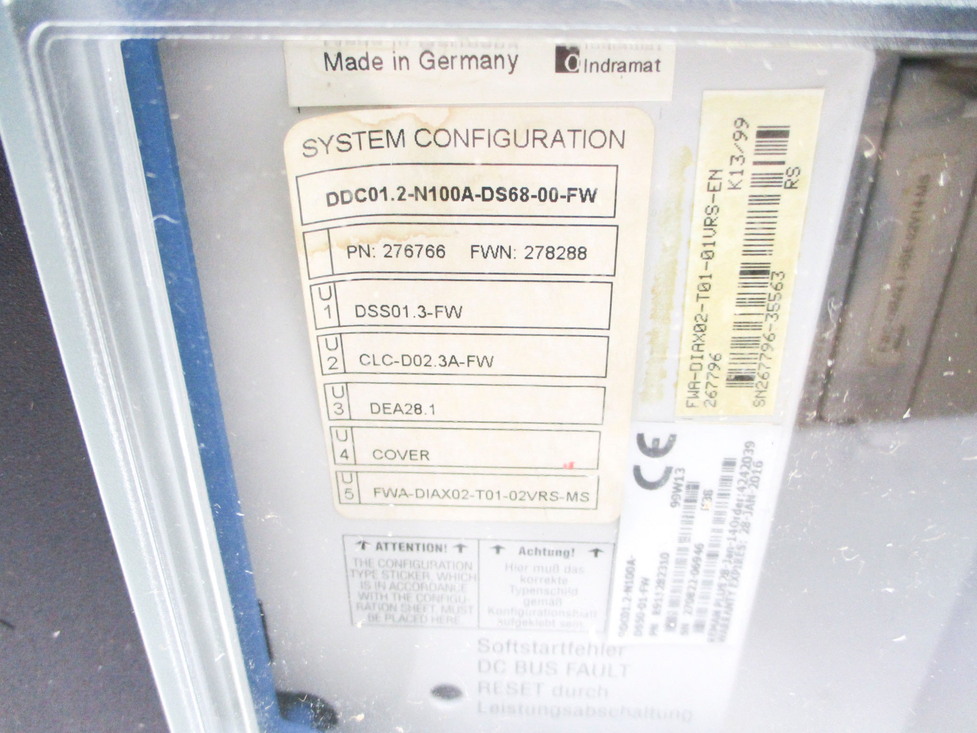 INDRAMAT DDC01.2-N100A-DS50-01-FW F/W 278288 R911282310 REMAN