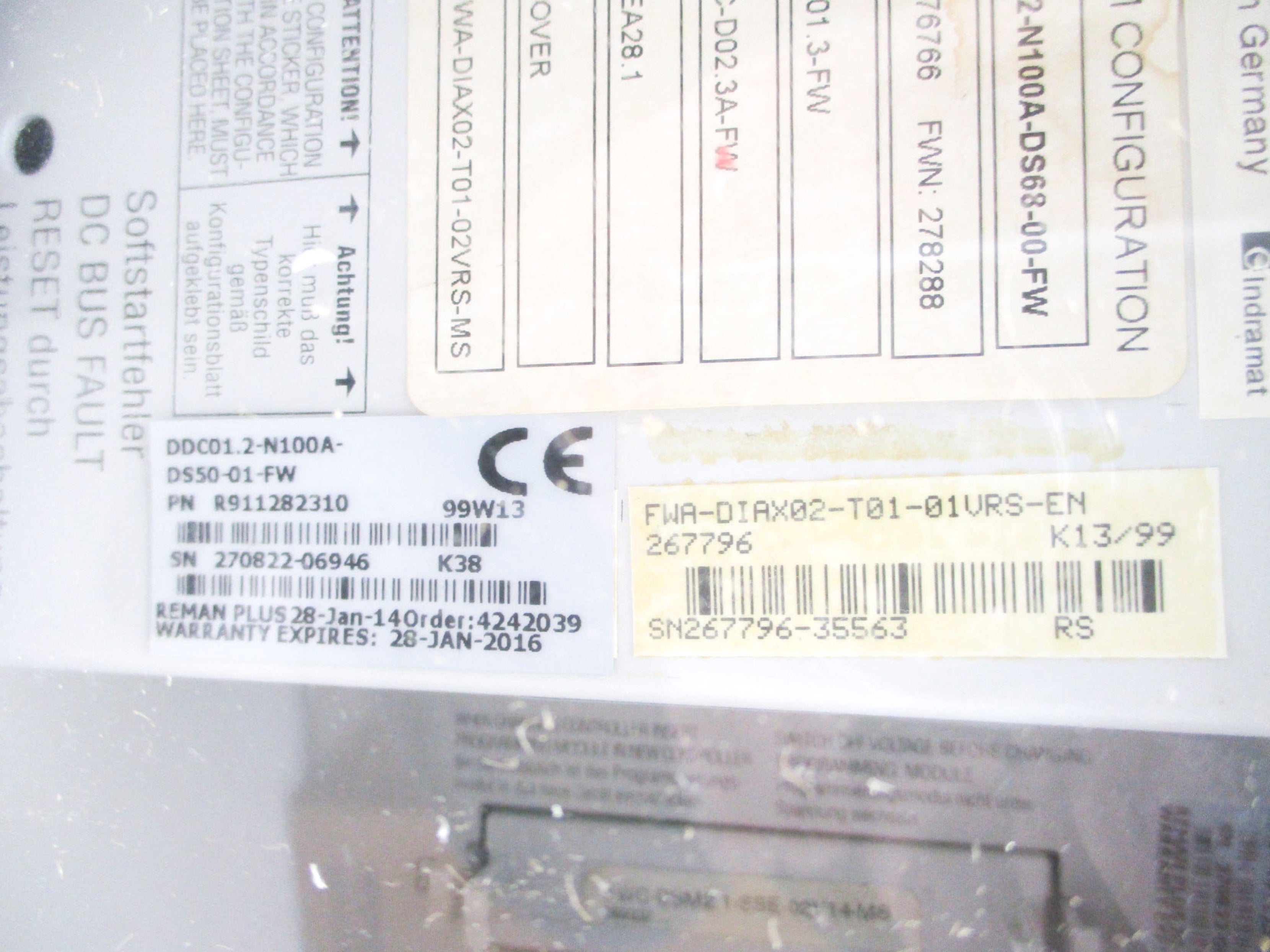 INDRAMAT DDC01.2-N100A-DS50-01-FW F/W 278288 R911282310 REMAN