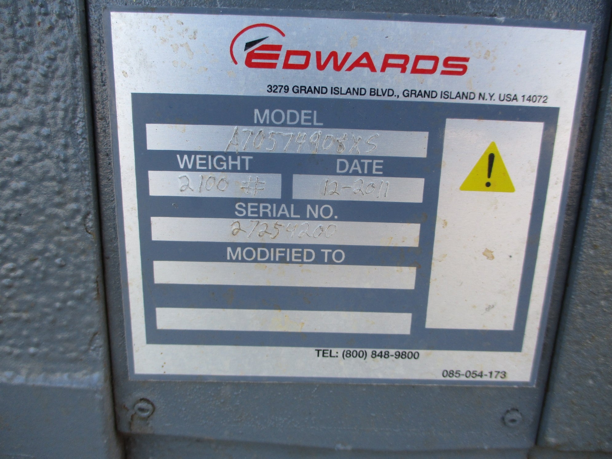 EDWARDS GV600 A70574908XS UNMP