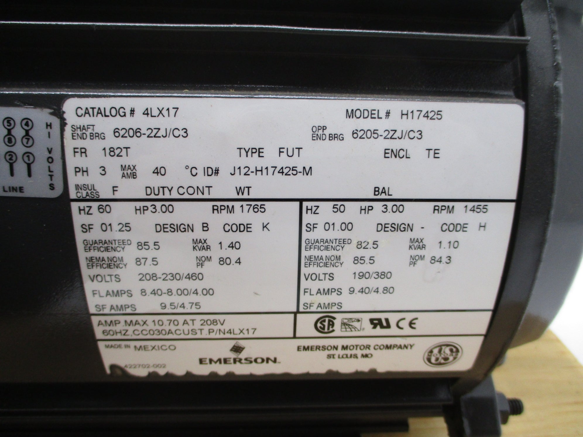 US MOTORS H17425 4LX17 NSMP