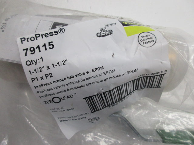 VIEGA 79115 1-1/2" PROPRESS BRASS BALL VALVE 600 WOG * NEW FACTORY PACKAGE *