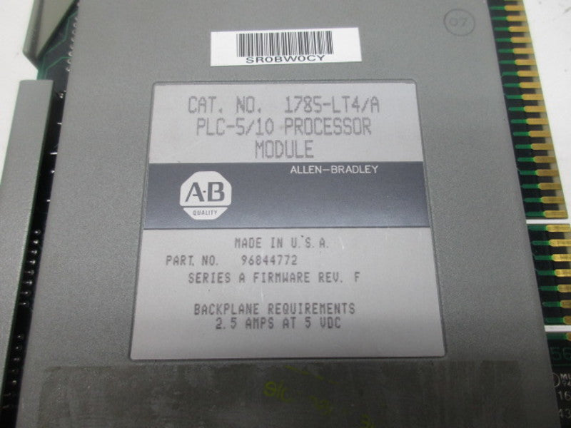 ALLEN BRADLEY 1785-LT4/A SER.A REV.F PLC5/10 PROCESSOR MODULE * USED *