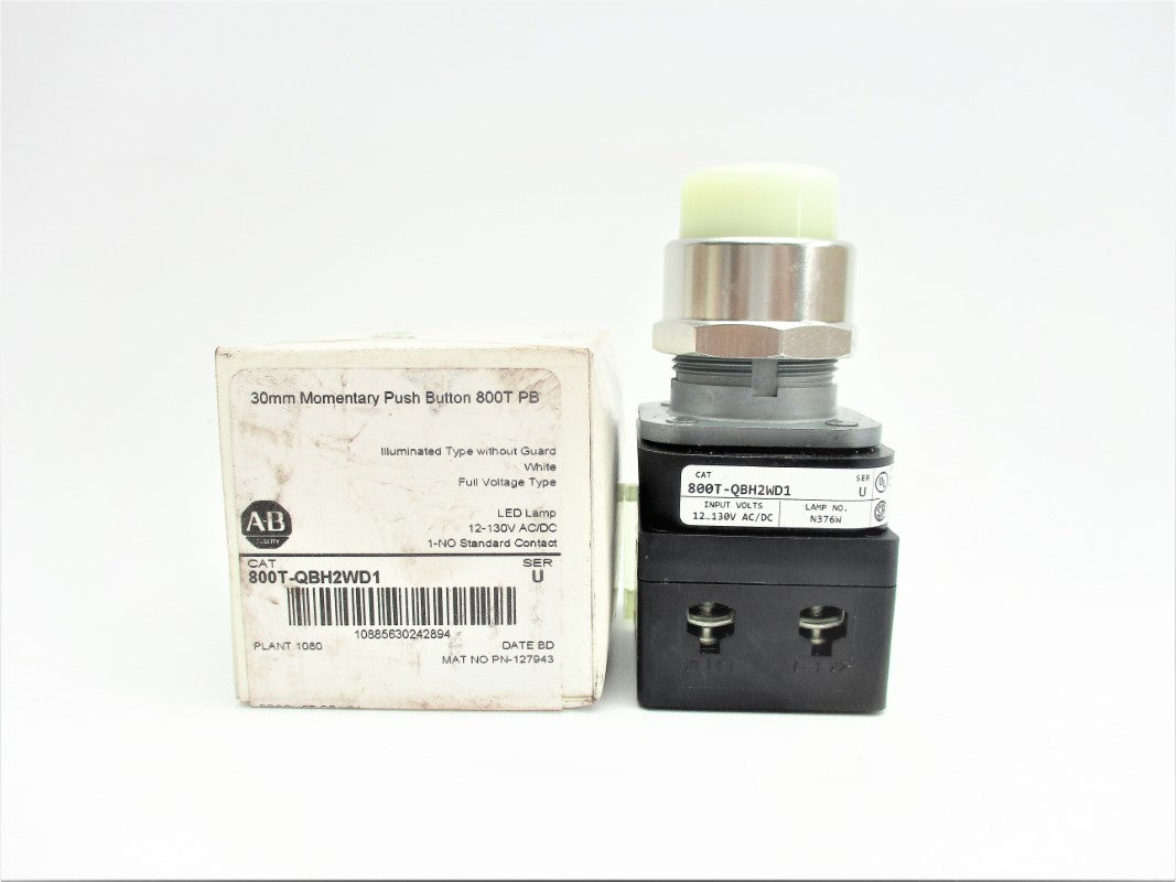 ALLEN BRADLEY 800T-QBH2WD1 SER. U 12-130VAC/DC (WH) NSMP