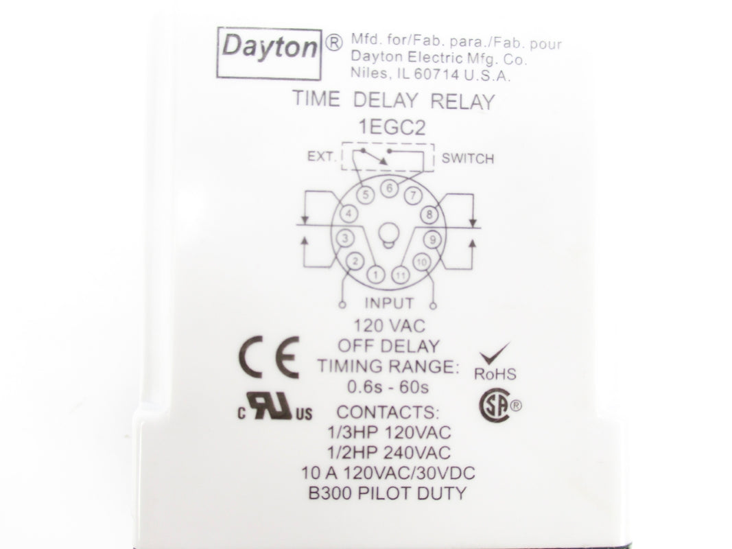 DAYTON 1EGC2 120VAC 0.6-60S 10A UNMP
