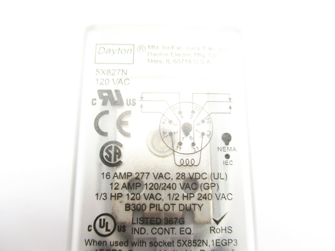 DAYTON 5X827N 120VAC 16A UNMP