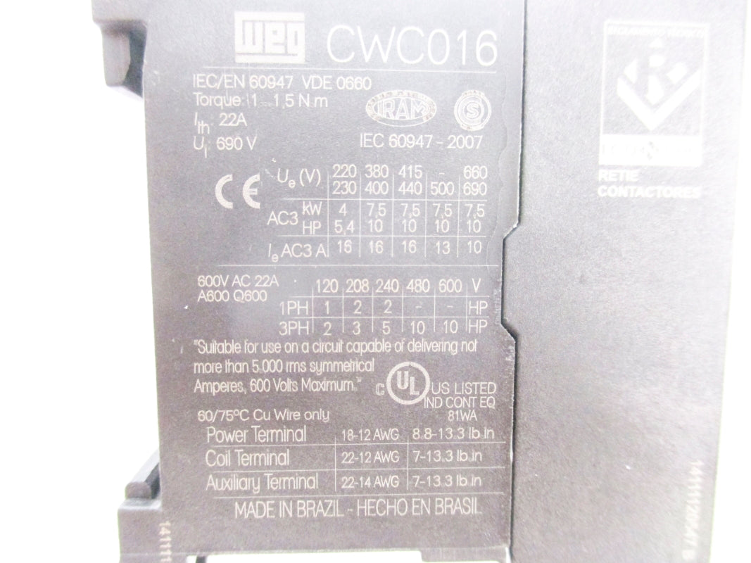 WEG CWC016.10E 110/120V NSNP