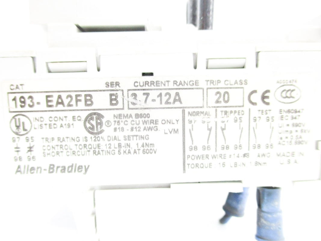 ALLEN BRADLEY 193-EA2FB SER. B 3.7-12A UNMP