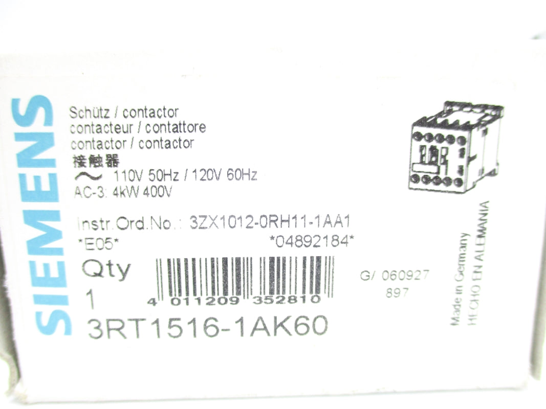SIEMENS 3RT1516-1AK60 110/120V NSMP