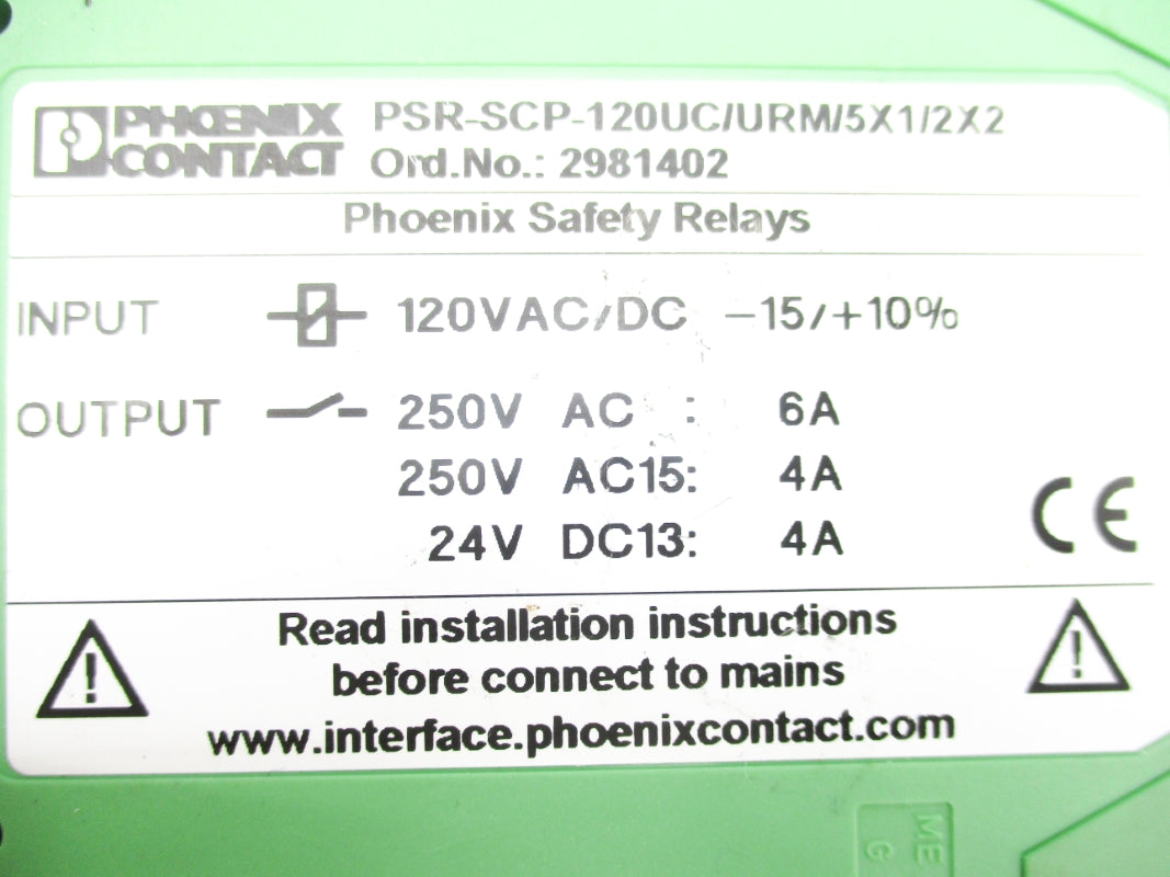 PHOENIX CONTACT PSR-SCP-120UC/URM/5X1/2X2 2981402 250VAC 6A UNMP