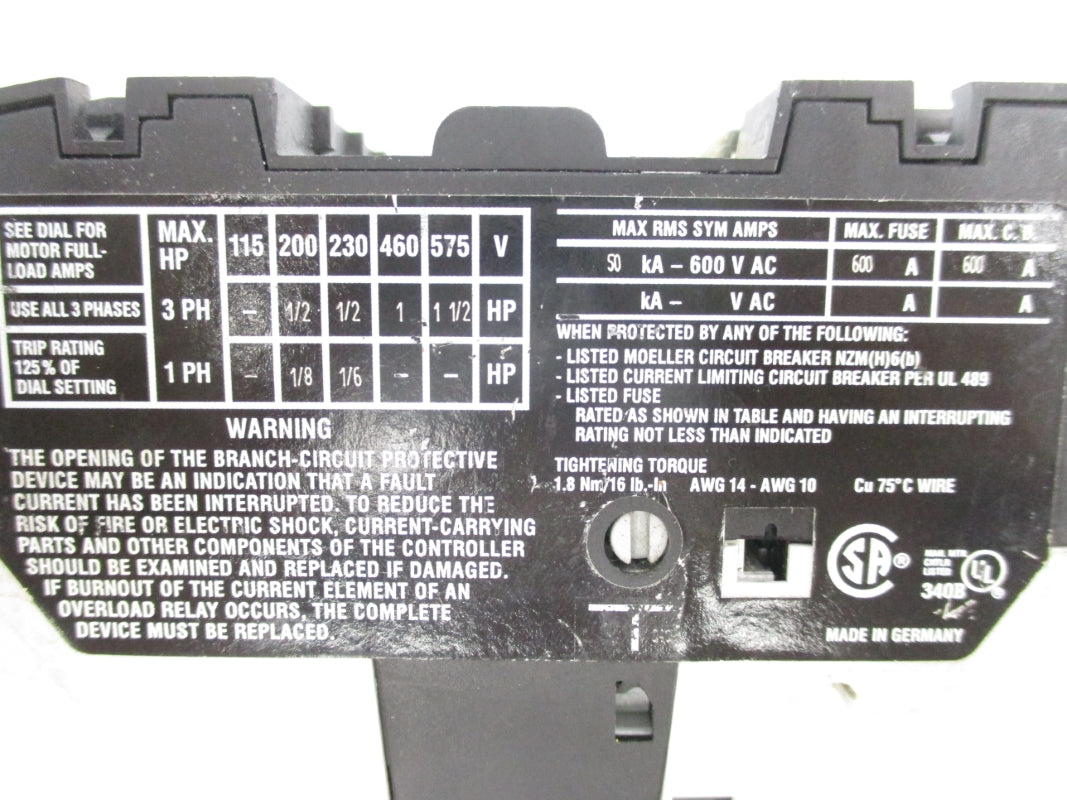 KLOCKNER MOELLER PKZM0-2.5 SER. 02 1.6-2.5A 600V NSNP