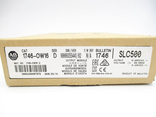 ALLEN BRADLEY 1746-OW16 SER. D F/W N DATE: 2016 NSFS