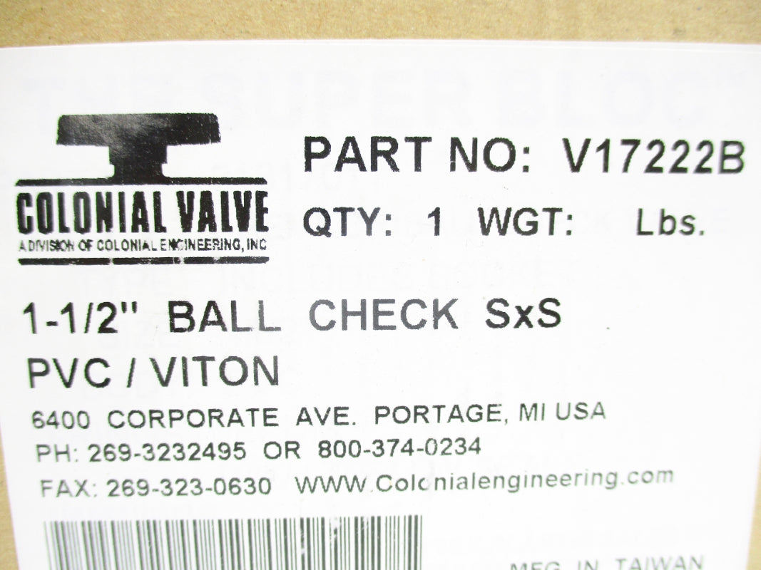 COLONIAL VALVE V17222B 1-1/2" NSMP