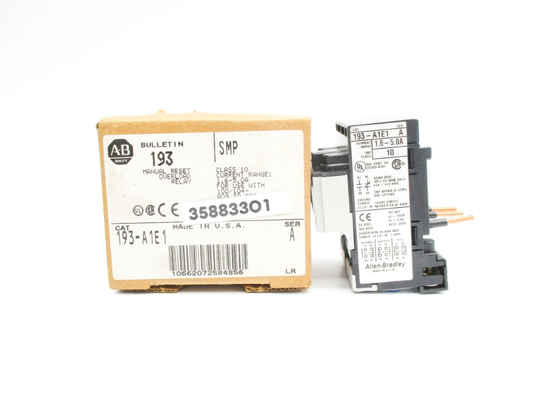 ALLEN BRADLEY 193-A1E1 SER. A 690V 1.6-5.0A (BR/WH) NSMP