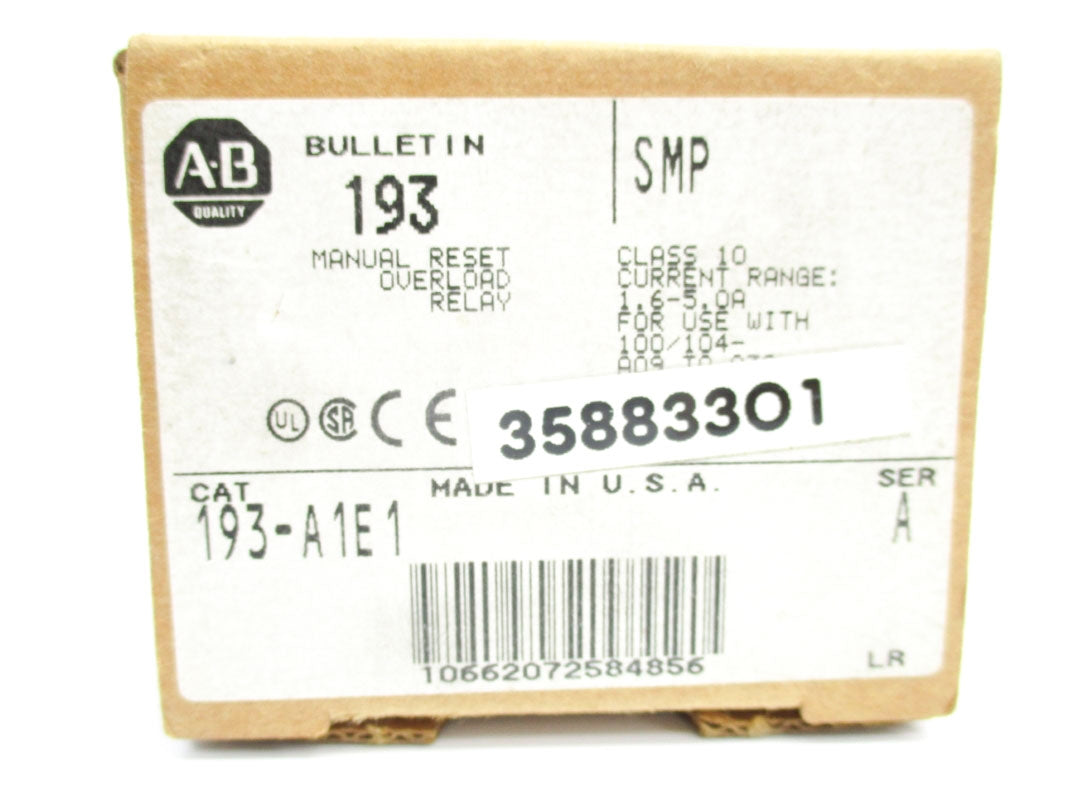 ALLEN BRADLEY 193-A1E1 SER. A 690V 1.6-5.0A (BR/WH) NSMP
