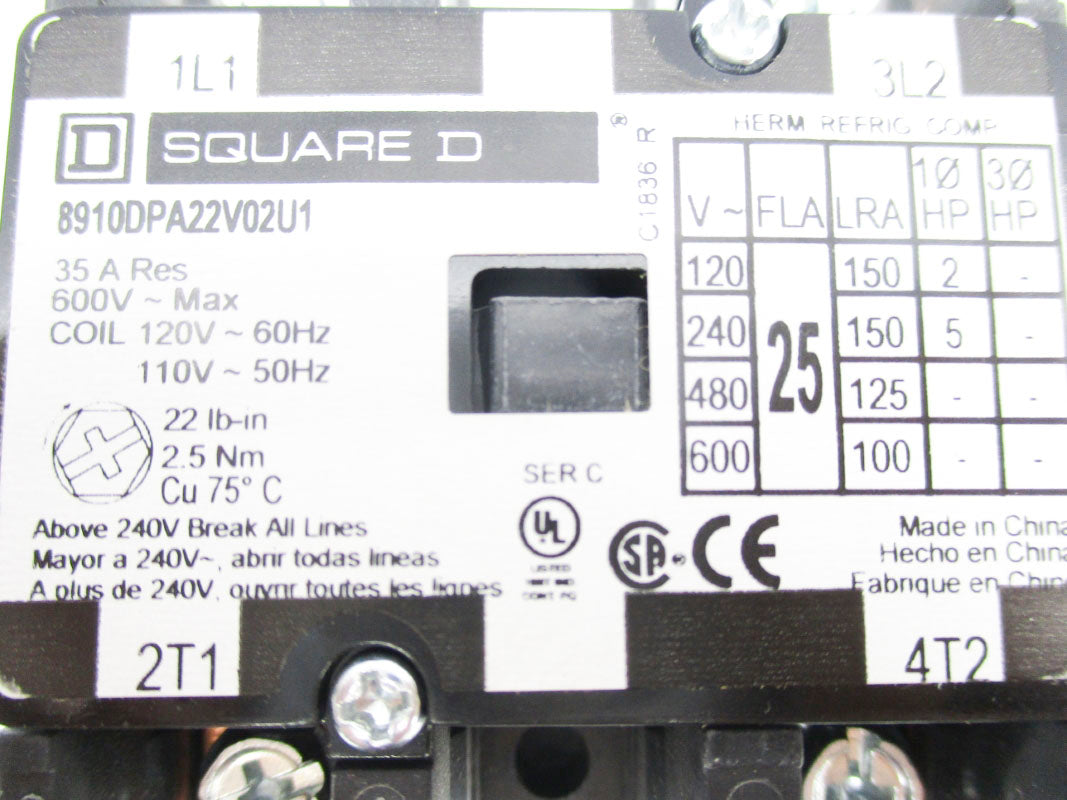 SQUARE D 8910DPA22V02U1 110/120V 25A NSNP