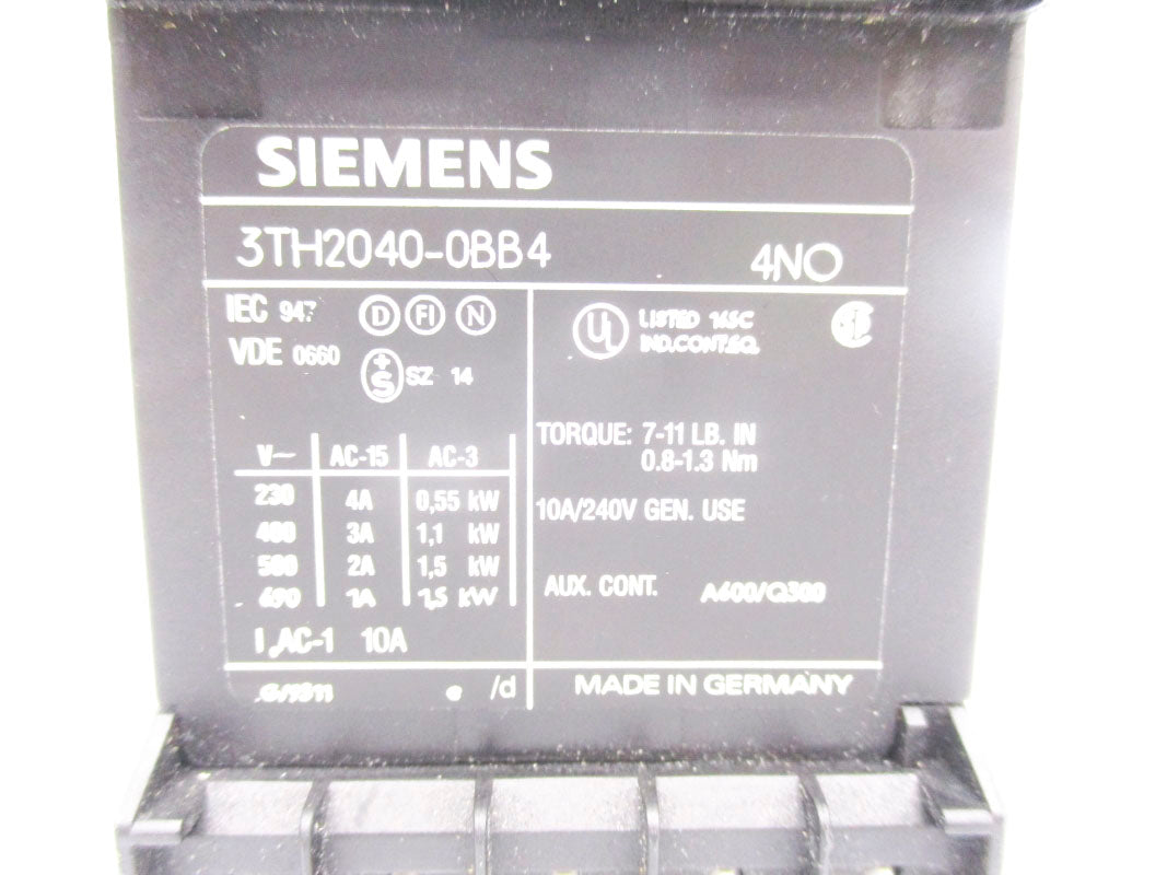 SIEMENS 3TH2040-0BB4 24VDC NSNP