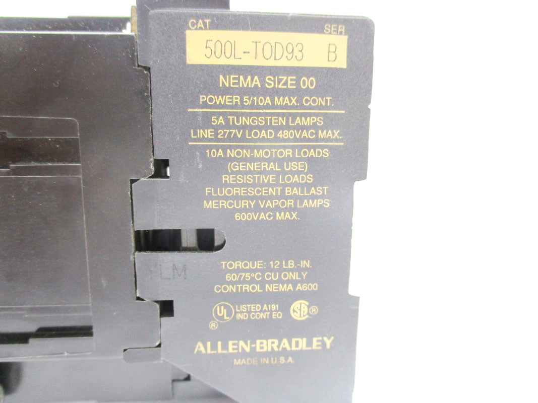 ALLEN BRADLEY 500L-TOD93 SER. B 110/120V UNMP
