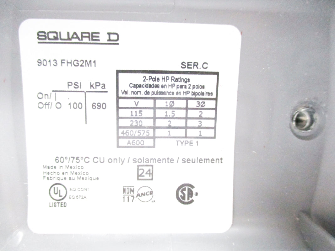 SQUARE D 9013FHG2M1 SER. C 100PSI NSNP