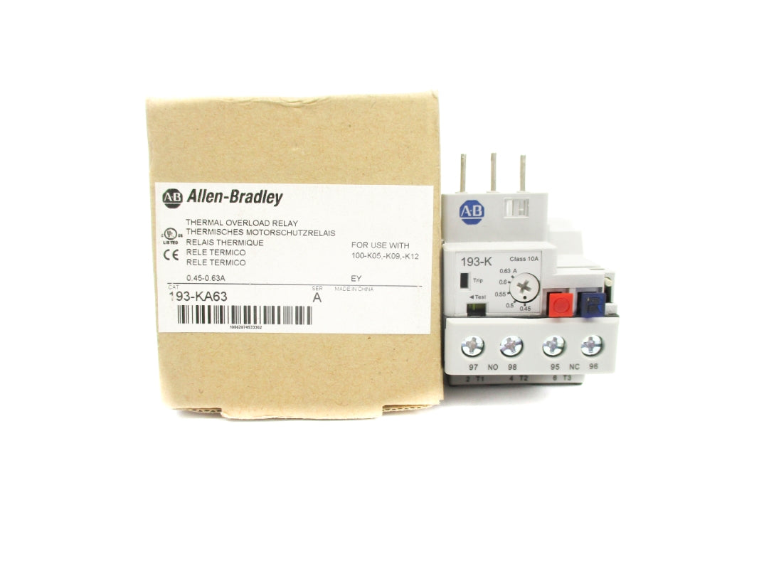 ALLEN BRADLEY 193-KA63 SER. A 0.45-0.63A 690V (BR/WH) NSMP