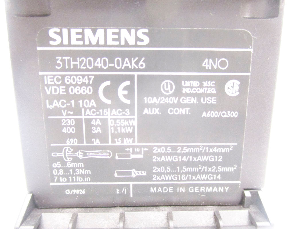SIEMENS 3TH2040-0AK6 110/120V UNMP