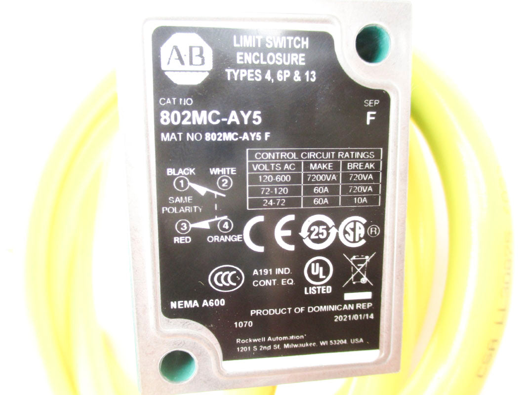 ALLEN BRADLEY 802MC-AY5 SER. F 120-600VAC 60A UNMP