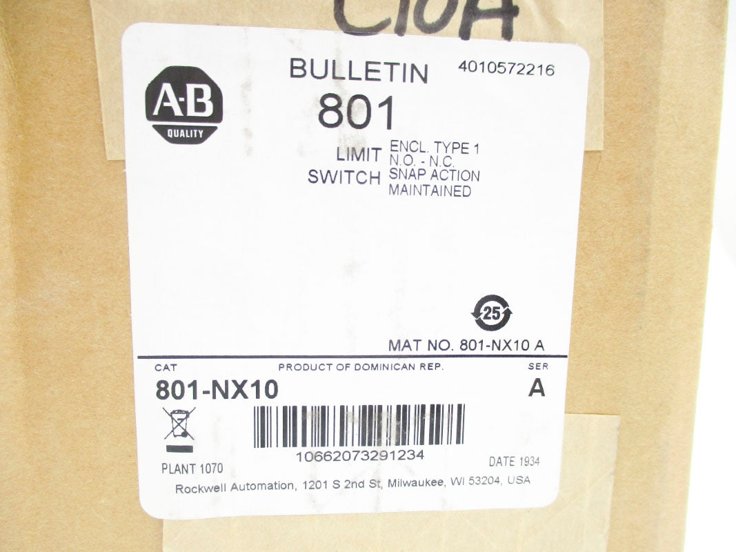 ALLEN BRADLEY 801-NX10 SER. A (BR/WH) NSFS