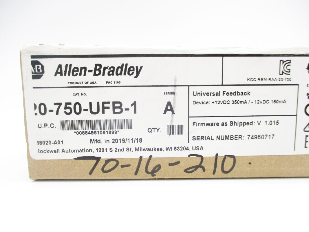 ALLEN BRADLEY 20-750-UFB-1 SER. A F/W V1.015 DATE: 2019 NSFS