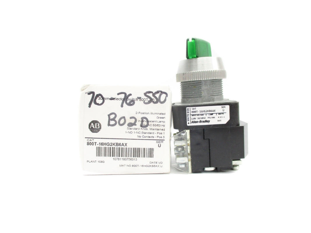 ALLEN BRADLEY 800T-16HG2KB6AX SER. U 120V (WH) NSMP