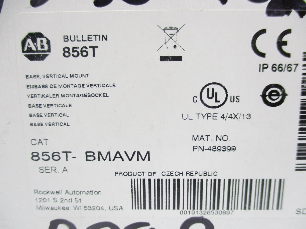 ALLEN BRADLEY 856T-BMAVM SER. A (WH) NSMP