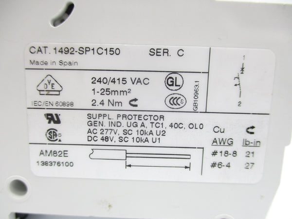 ALLEN BRADLEY 1492-SP1C150 SER. C 240/415VAC 15A UNMP