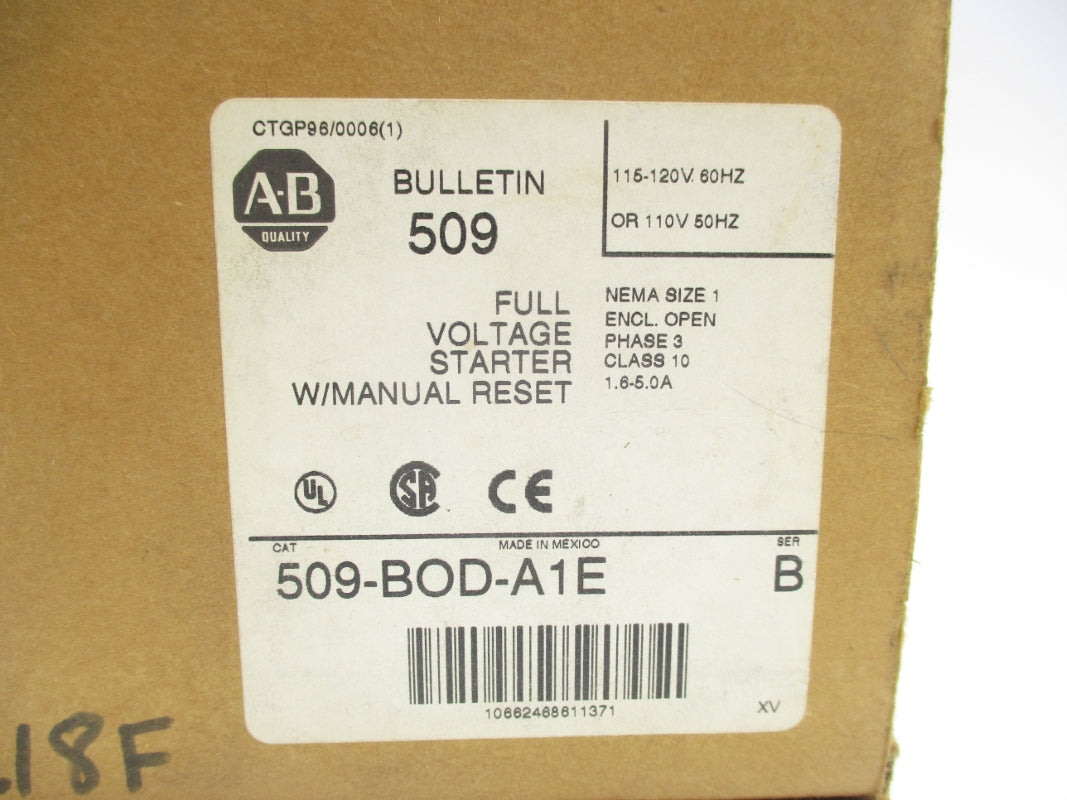 ALLEN BRADLEY 509-BOD-A1E SER. B (BR/WH) NSMP