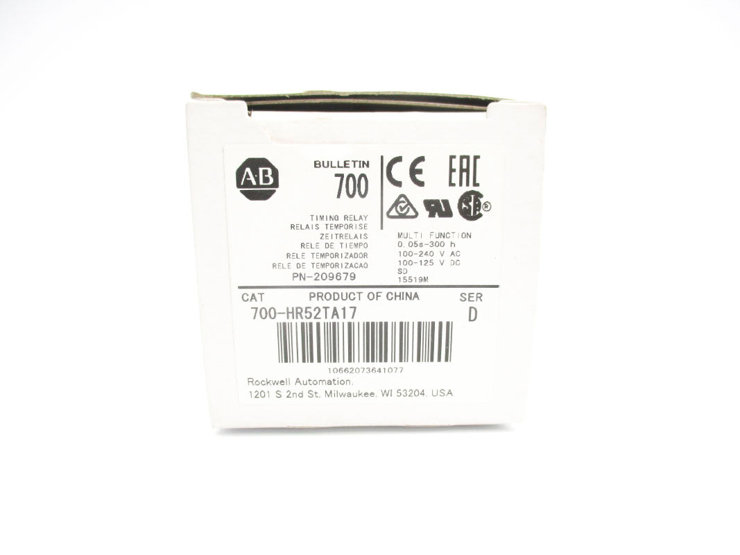ALLEN BRADLEY 700-HR52TA17 SER. D 5A 120VAC (WH) NSMP